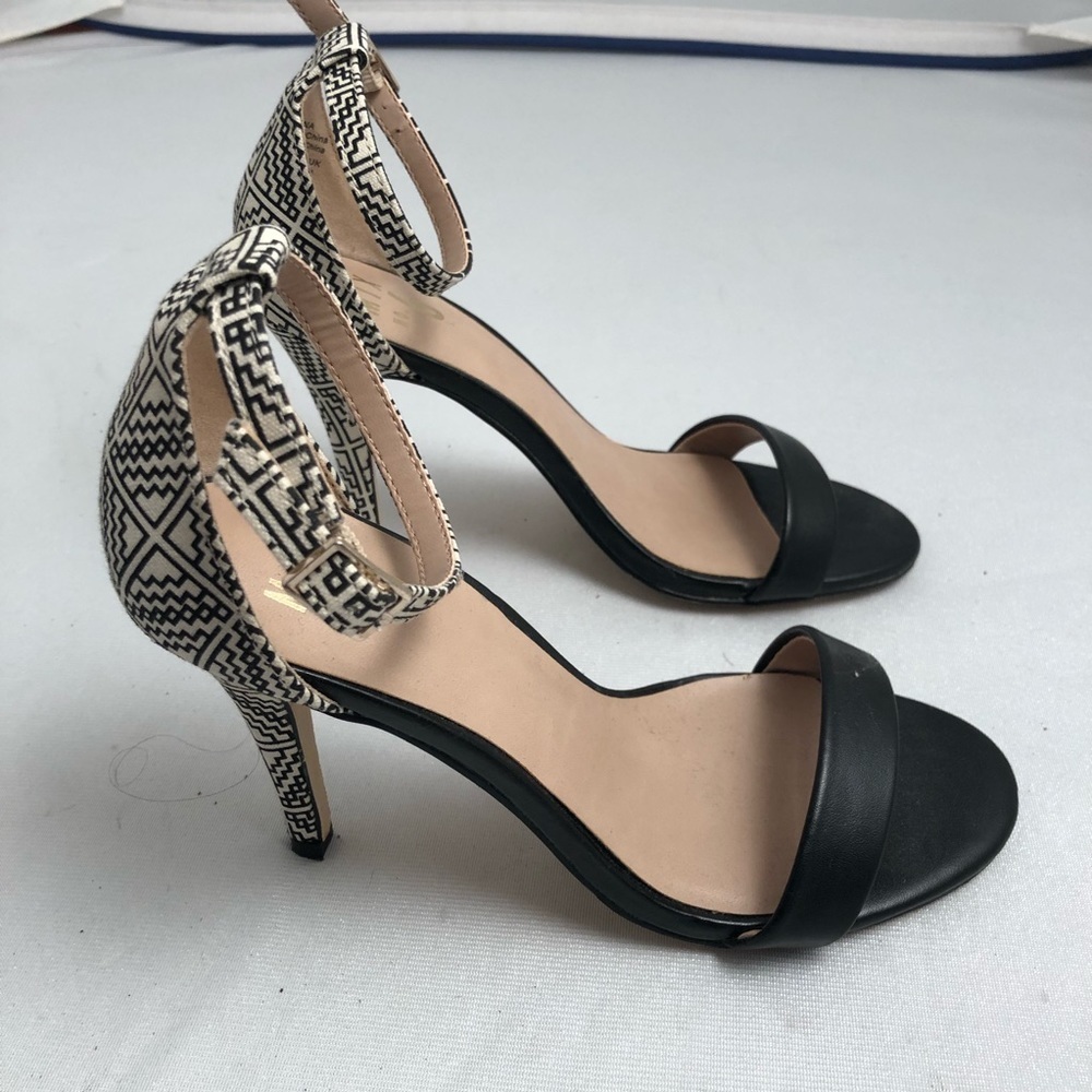 Mix No 6 Lina black and ivory cream high heel sandals 7.5 - Picture 3 of 5